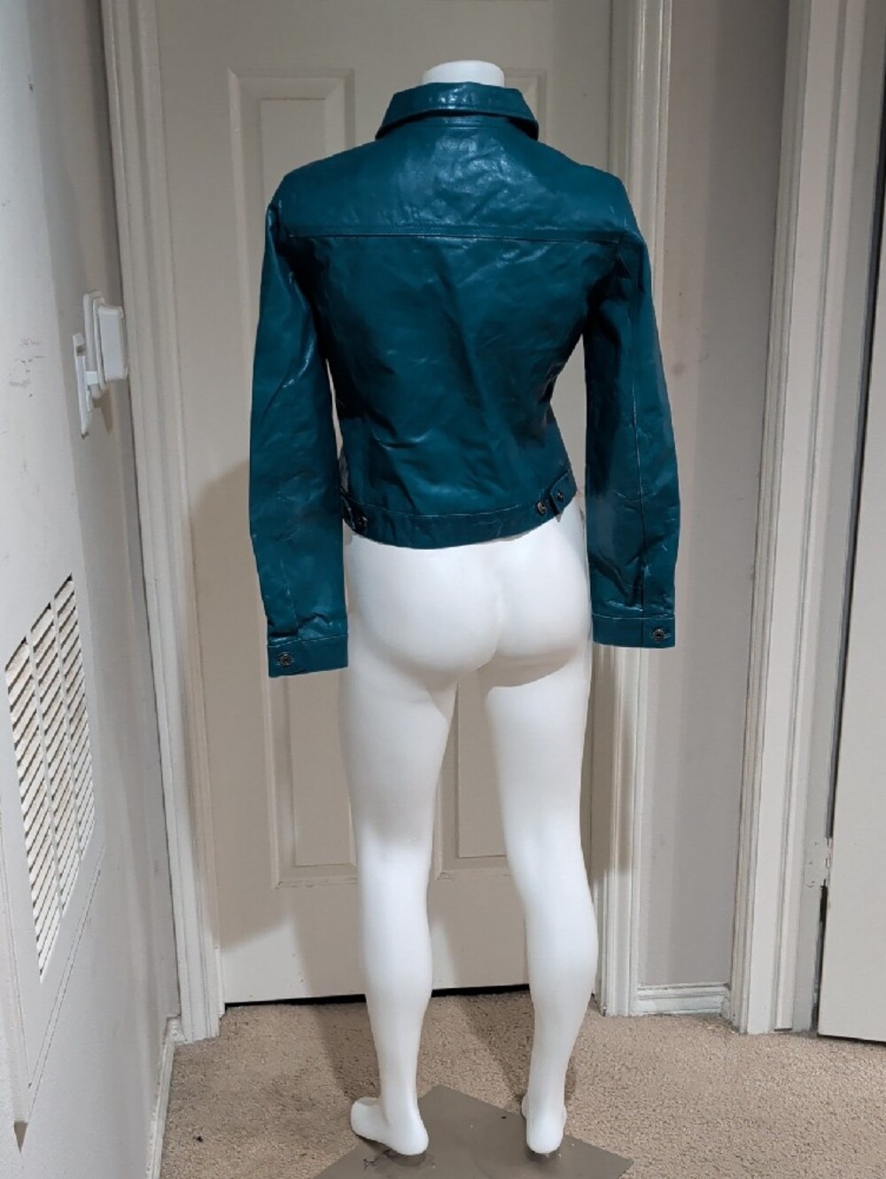 Vintage GAP Teal Leather Button-Front Jacket Women's M- Fall 2000 Collection Y2K - Picture 6 of 11